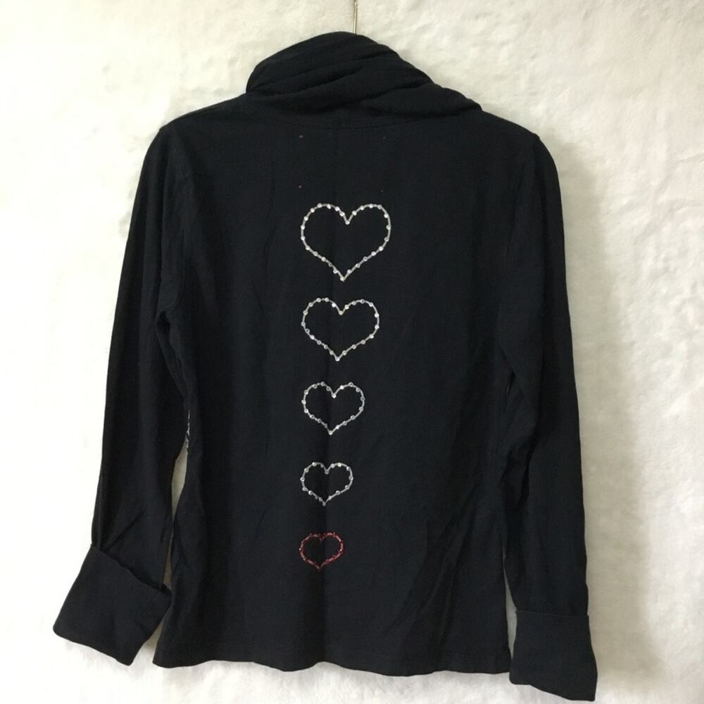 Black with Multi-Heart Hoodie Top - Picture 9 of 11